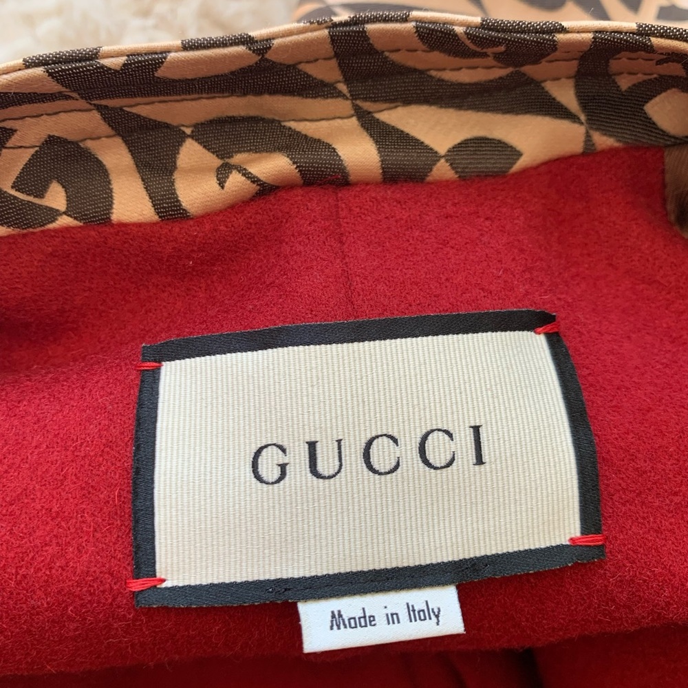 New authentic Gucci jacket Rhombus Belted Trench Coat brown 44  Large sz 8 - Picture 16 of 16